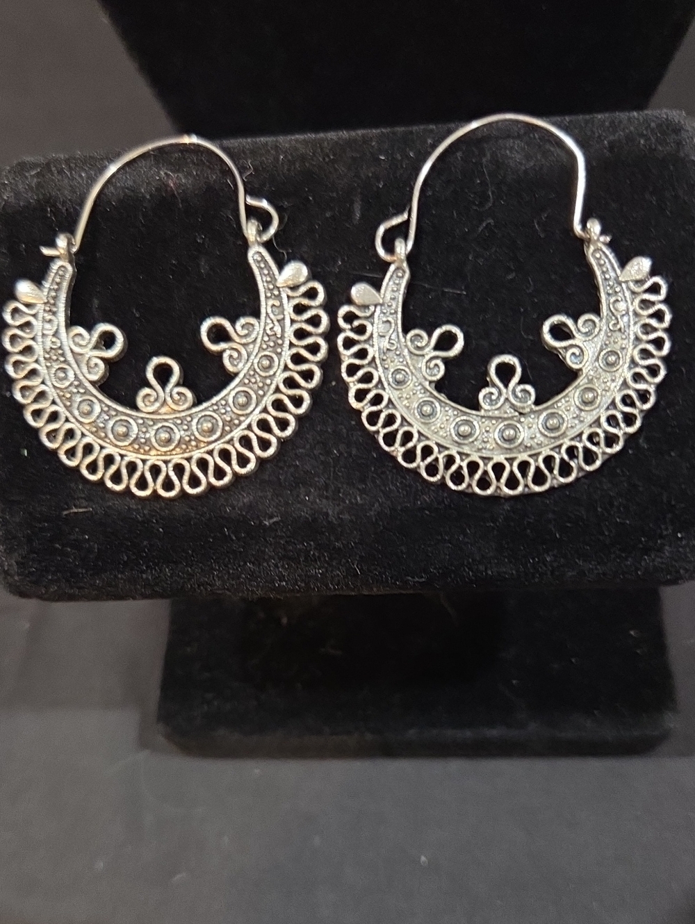 SILVER-TONE FILIGREE & TEXTURED SCROLLWORK EARRINGS